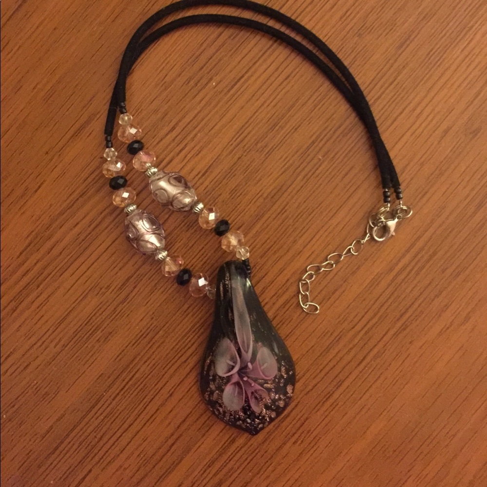 Purple and pink stone necklace
